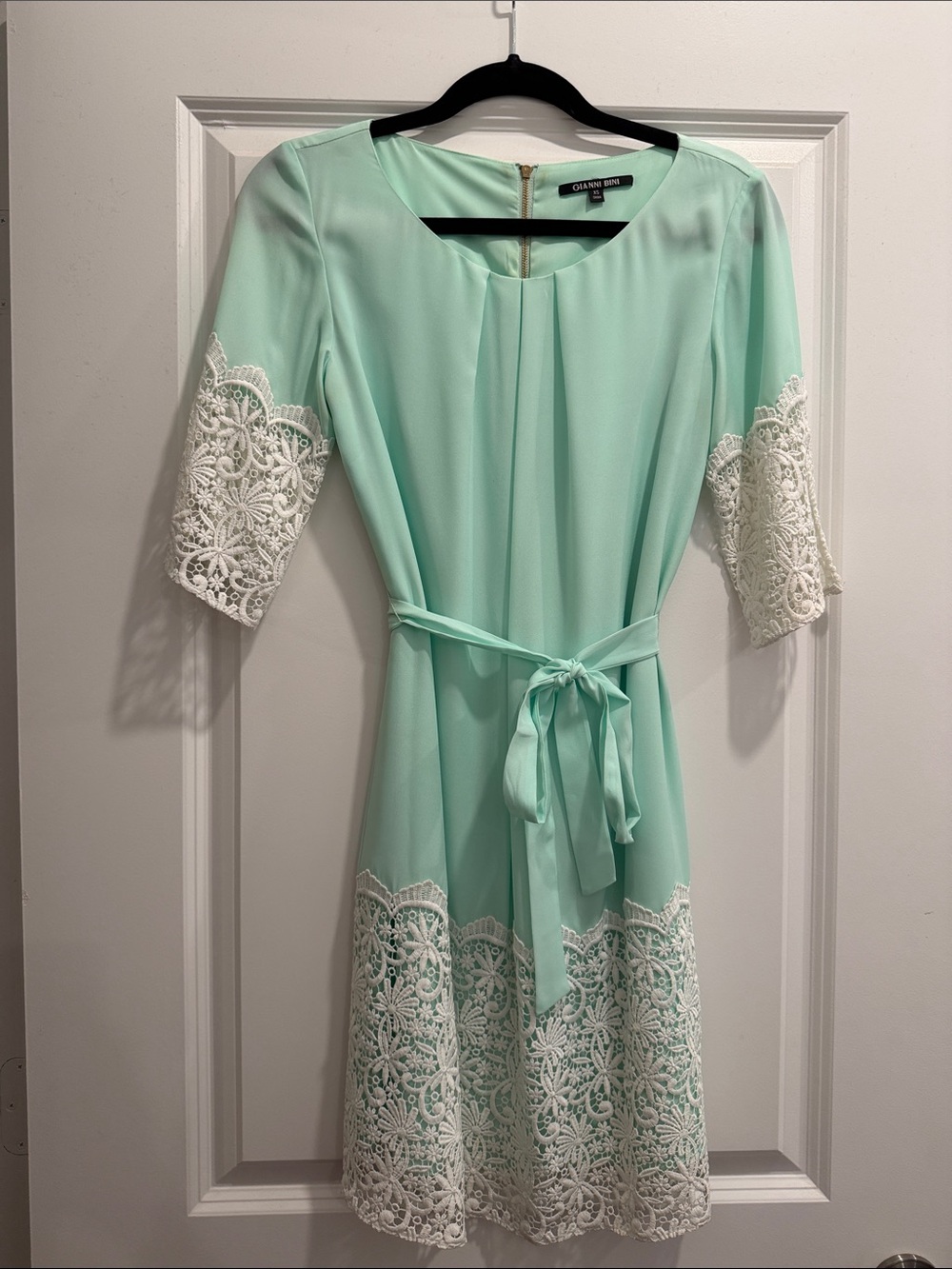Gianni Bini Mint Dress with White Lace Trim